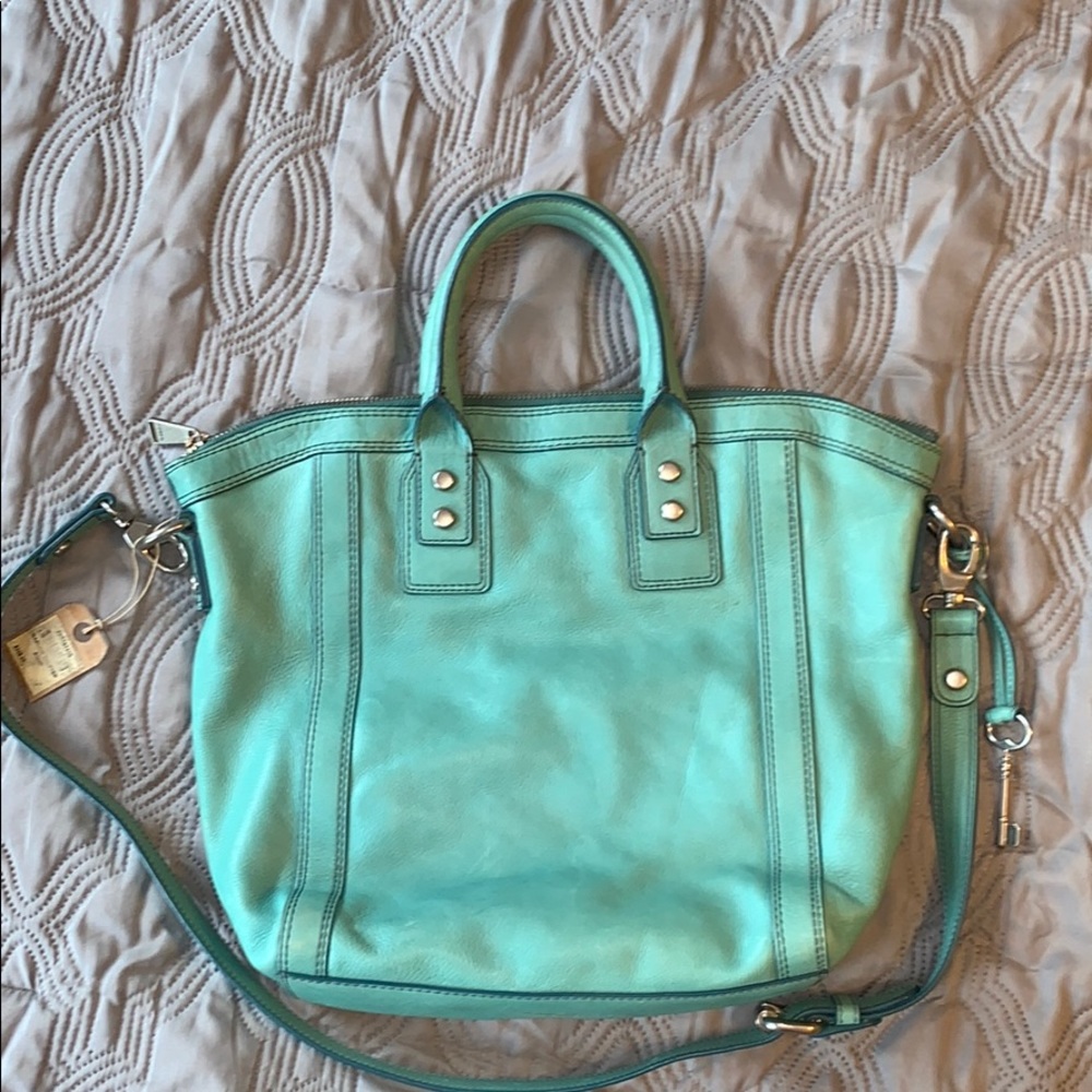 Fossil Marlow Shopper Aqua Leather Bag